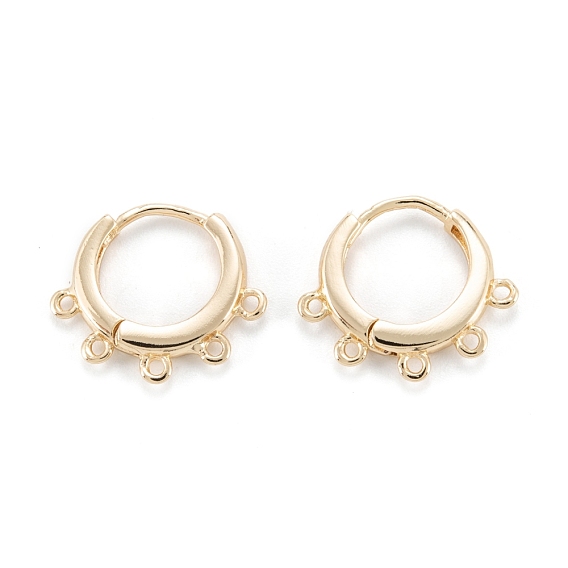 Brass Hoop Earrings Findings, with Horizontal Loop, Ring