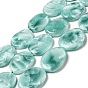 Brins de perles de verre naturel, Grade a, ovale, bleu aqua