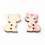 2 отверстия печатных деревянные кнопки, кошка