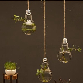 Jardinière en verre suspendue en forme d'ampoule, Vase de conteneur de terrarium pour plantes hydroponiques d'intérieur, décoration de jardin de bureau à domicile