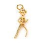 Halloween Brass Micro Pave Cubic Zirconia Pendants, with Jump Ring, Skeleton Man