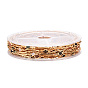 Real 16K Gold Plated Brass Oval Link Chains, with Flat Round Glass Beaded, Soldered, with Spool