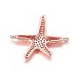 Brass Micro Pave Cubic Zirconia Links, Starfish/Sea Stars