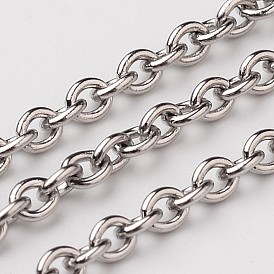 304 Stainless Steel Cable Chains, Unwelded, with Spool, Oval