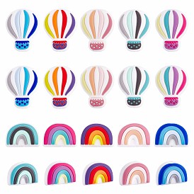 20Pcs Silicone Beads Rainbow Silicone Beads Bulk Hot Air Balloon Silicone Loose Spacer Beads Charm Color Silicone Bead Kit for Necklace Bracelet Keychain DIY Crafts Making