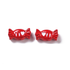 Spray Printed Alloy Beads, with Enamel, Candy