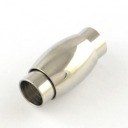 Smooth Surface 316 Surgical Stainless Steel Magnetic Clasps with Glue-in Ends, 20x10x10mm, Hole: 6mm