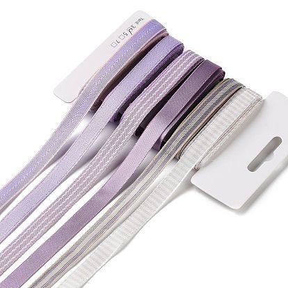 18 yards 6 styles ruban en polyester, pour le bricolage fait main, nœuds de cheveux et décoration de cadeaux, palette de couleurs violettes