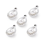 Alloy Crystal Rhinestone Pendants, with ABS Plastic Imitation Pearl Bead, Teardrop Charms