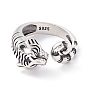 Tigre 925 anillo de plata esterlina para mujer, anillo abierto ajustable zodiaco tigre regalo de año nuevo chino