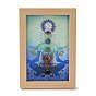 Support de cadre photo chakra de pierres précieuses de yoga, avec cadre photo rectangle en bois, décoration de bureau à domicile en pierre d'énergie reiki