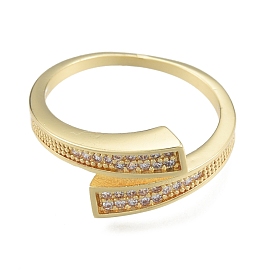 Clear Cubic Zirconia Open Cuff Ring, Brass Jewelry for Women