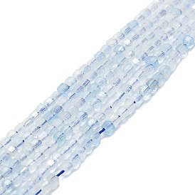 Grade A Natural Aquamarine Beads Strands, Faceted, Cube