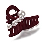 Flocking Plastic Claw Hair Clip, with Plastic Imitation Pearls, for Women Girls Thick Hair