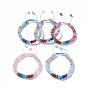 Nylon réglable bracelets cordon tressé de perles, avec des perles de pierre mélangées naturelles et synthétiques et des alliages