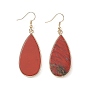 Natural Gemstone Teardrop Dangle Earrings, Golden Tone Brass Jewelry for Women, Cadmium Free & Lead Free