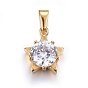 Cubic Zirconia Charms, with 304 Stainless Steel Findings, Star, Clear