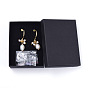 Natural Keshi Pearl Dangle Earrings, with Brass Earring Hooks and Cardboard Boxes