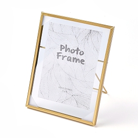 Glass Picture Frame with Iron Easel, Photo Display for Desk, Rectangle