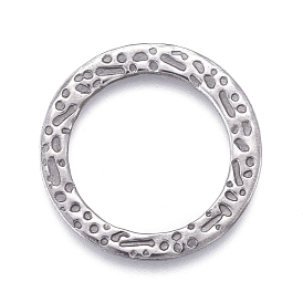 304 Stainless Steel Linking Rings, Laser Cut, Textured, Round Ring