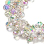 Electroplate Transparent Glass Beads Strands, Rainbow Plated, Faceted Teardrop, Top Drilled