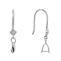 925 Sterling Silver Earring Hooks, with Cubic Zirconia, Rhombus