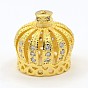 CZ Jewelry Brass Micro Pave Cubic Zirconia Bead Caps, Crown, 13x13mm, Hole: 1mm