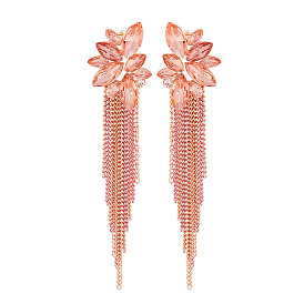 Bohemian-style geometric floral tassel earrings with texture for women.