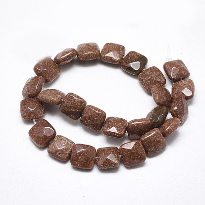 Synthetic Goldstone Beads Strands, Faceted, Square
