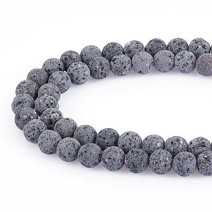 Unwaxed Natural Lava Rock Bead Strands, Round