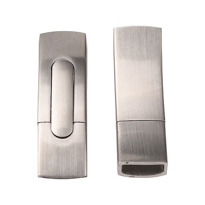 304 Stainless Steel Bayonet Clasps, Frosted, Rectangle