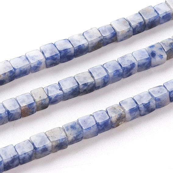 Perles de jaspe tache bleue naturelle, cube