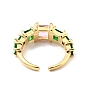 Прямоугольное открытое кольцо-манжета из кубического циркония, настоящие позолоченные украшения из латуни для женщин, без кадмия и без свинца