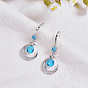 Crescent Moon & Star Drop Earrings, Cubic Zirconia Dangle Earrings for Girl Women, Platinum