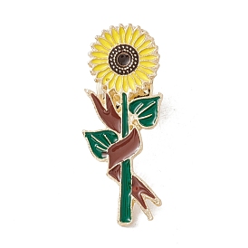 Sunflower Enamel Pin, Gold Plated Alloy Badge for Backpack Clohtes