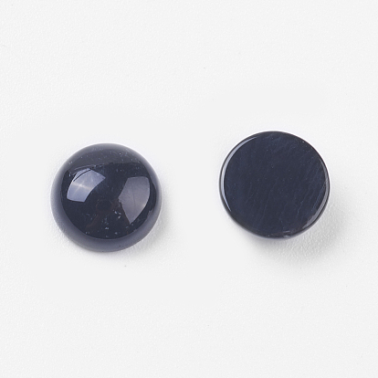 Natural Black Agate Cabochons, Half Round/Dome