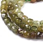 Natural Green Garnet Beads Strands, Andradite Beads, Cube, Faceted