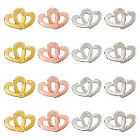 SUPERFINDINGS 16 Sets 4 Colors Brass Two Loops Heart Interlocking Clasps for DIY Jewelry