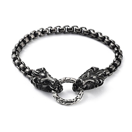 304 bracelets chaînes tête de lion en acier inoxydable pour hommes et femmes