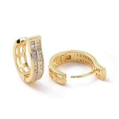 Cubic Zirconia Rectangle Earrings, Golden Brass Jewelry for Women