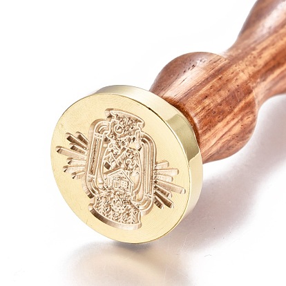 Cachet de sceau de cire en laiton, avec manche en bois, pour la décoration de poteau, fabrication de cartes de bricolage, motif sur le thème magique