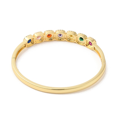 Bracelet carré à charnière avec zircone cubique colorée, bijoux en laiton pour femmes