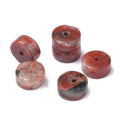 Hilos de jaspe de sésamo rojo natural / jaspe de kiwi, perlas heishi, Disco redondo plano