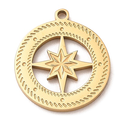 304 Stainless Steel Pendants, Compass Charm