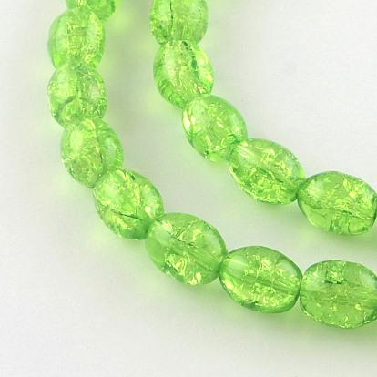 Transparent Crackle Glass Beads Strands, Oval
