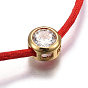 Nylon Thread Cords Bracelets, with Eco-Friendly Brass Micro Pave Cubic Zirconia Beads, Golden