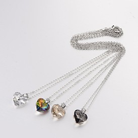 Сердце гальваническим стекла кулон ожерелья, с медными цепями, 17.9 дюйм