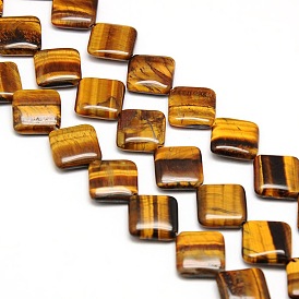 Natural Rhombus Tiger Eye Beads Strands, 18~19x18~19x6mm, Hole: 1mm, about 22pcs/strand, 15.74 inch