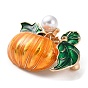 Autumn Pumpkin Enamel Pins, Alloy Brooch, with Plastic Imitation Pearl