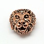 Perles de tête alliage d'animal lion de style tibétain, sans cadmium et sans plomb, 13x12x7mm, Trou: 2mm